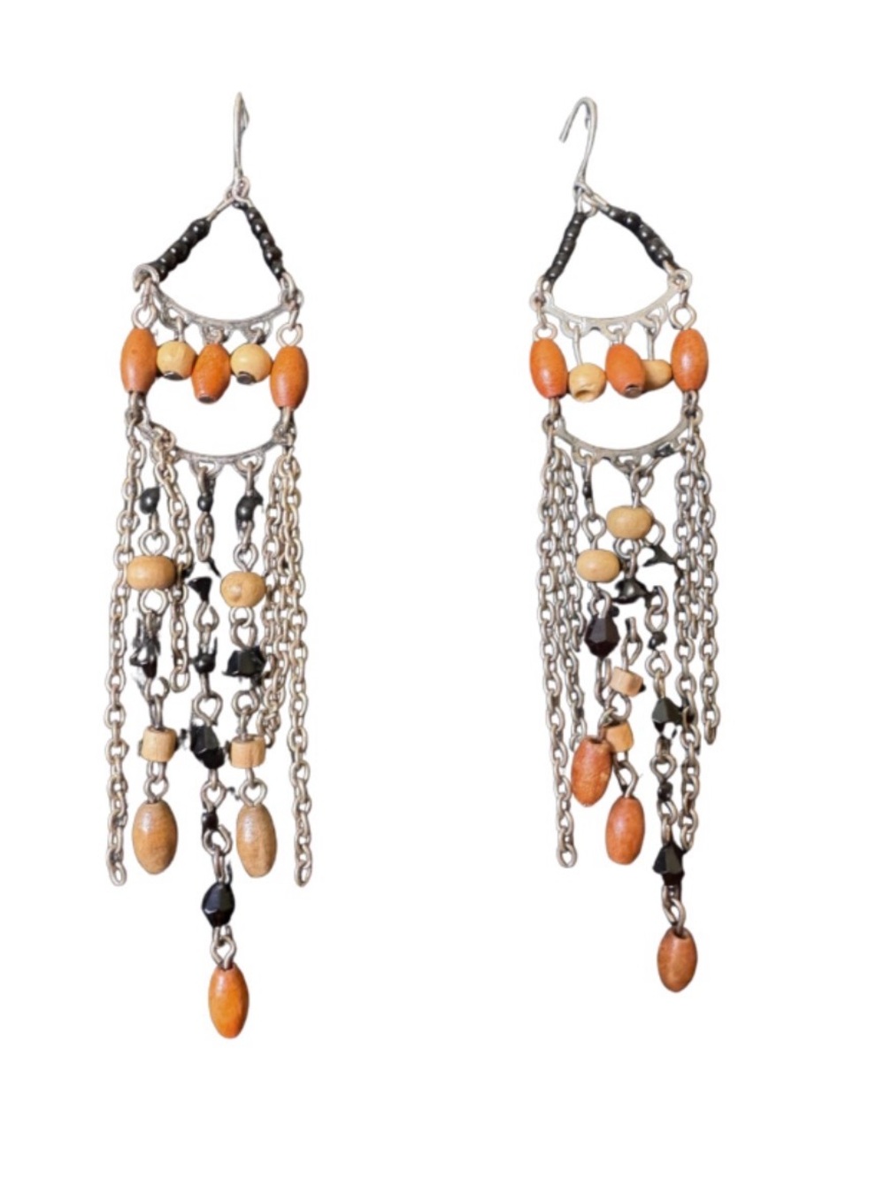 Boho Wood and steel earrings